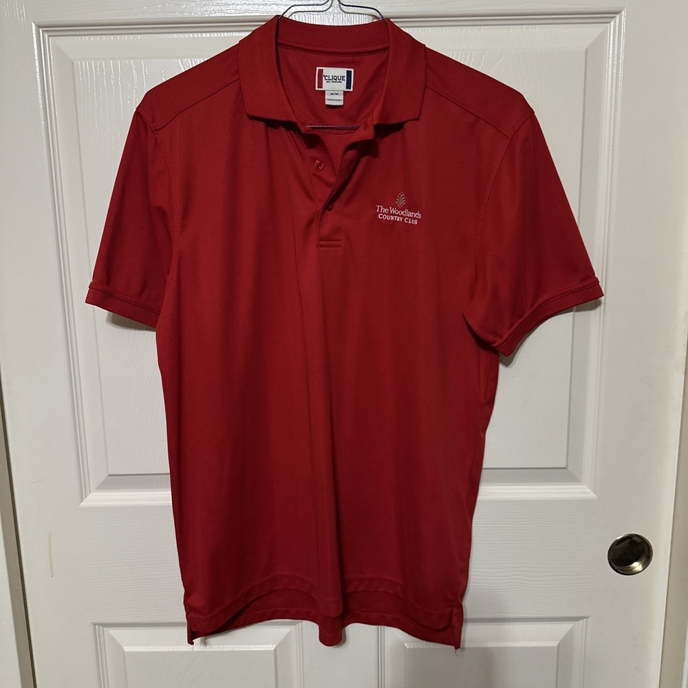Clique Caddy Gopher Woodlands T Shirt Red Short Sleeve Golf Polo Men's Medium